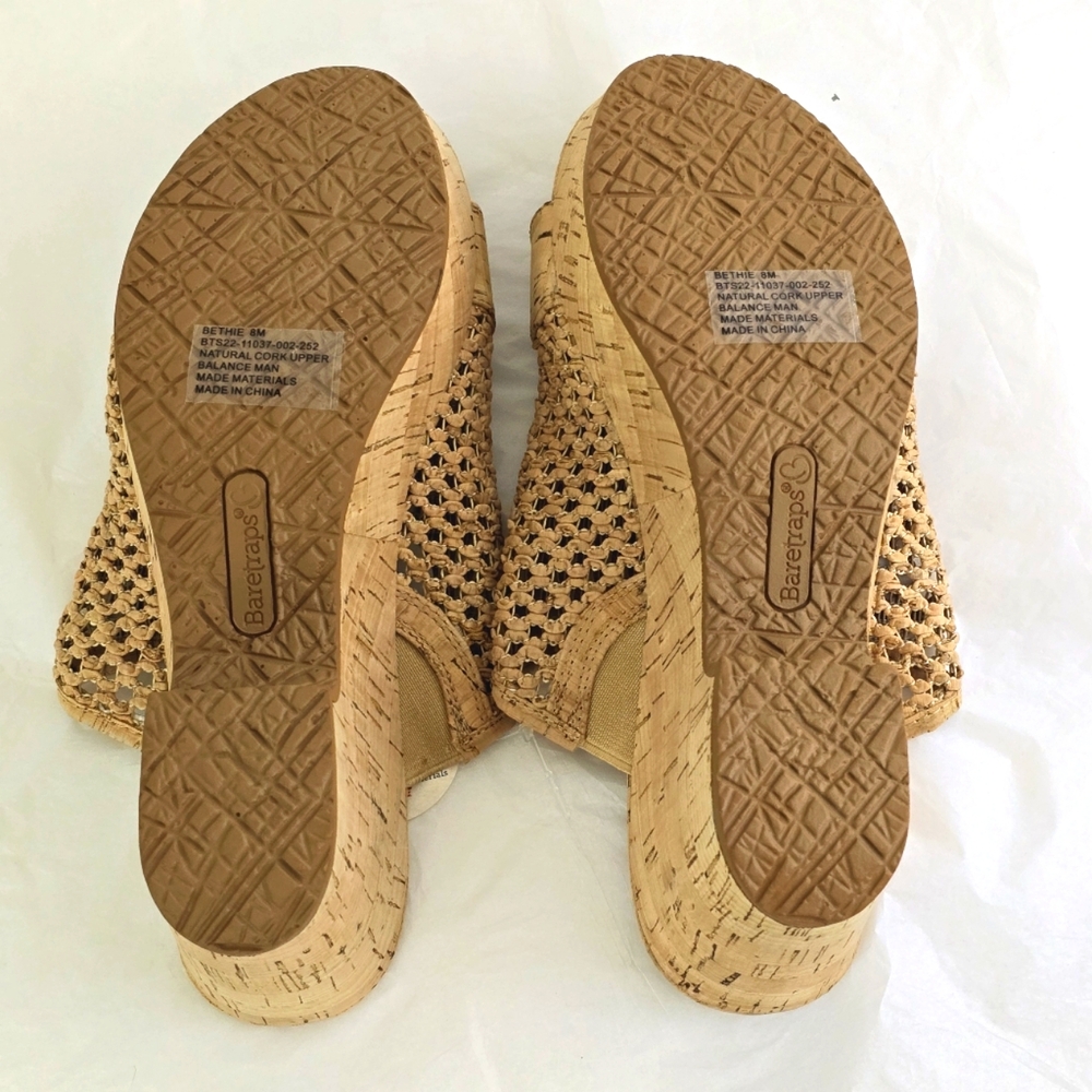 Baretraps Bethie Slide Wedge Cork wrapped Sandals Size 8 - Picture 6 of 8